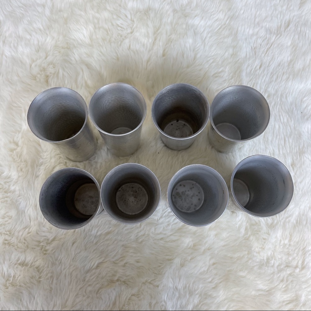 Set of 8 Vintage Hammered Aluminum Tumblers - Picture 2 of 4